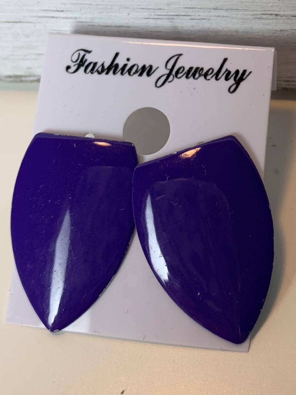 Bold Vintage Blue Statement Earrings Glossy Metal Minimalist Chic